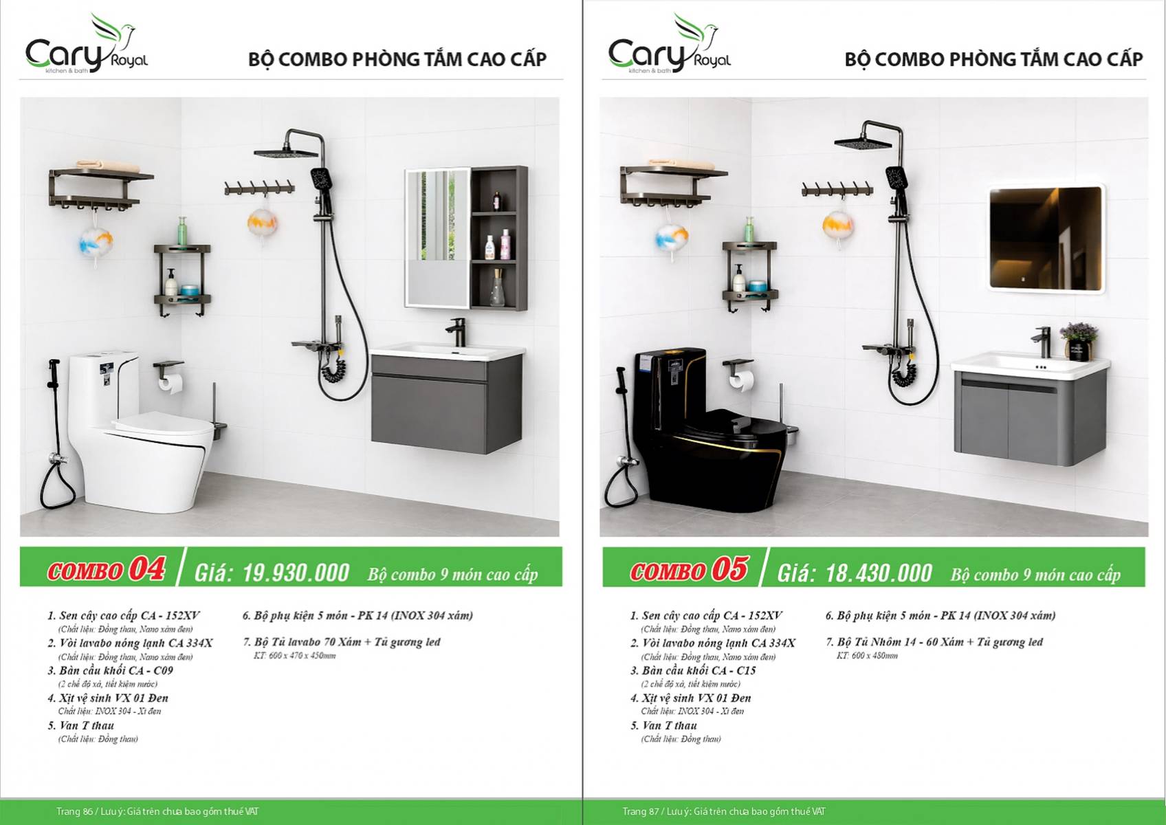 Thiết bị vệ sinh Cary Royal Catalogue và Bảng giá mới nhất 2026 /Page 44